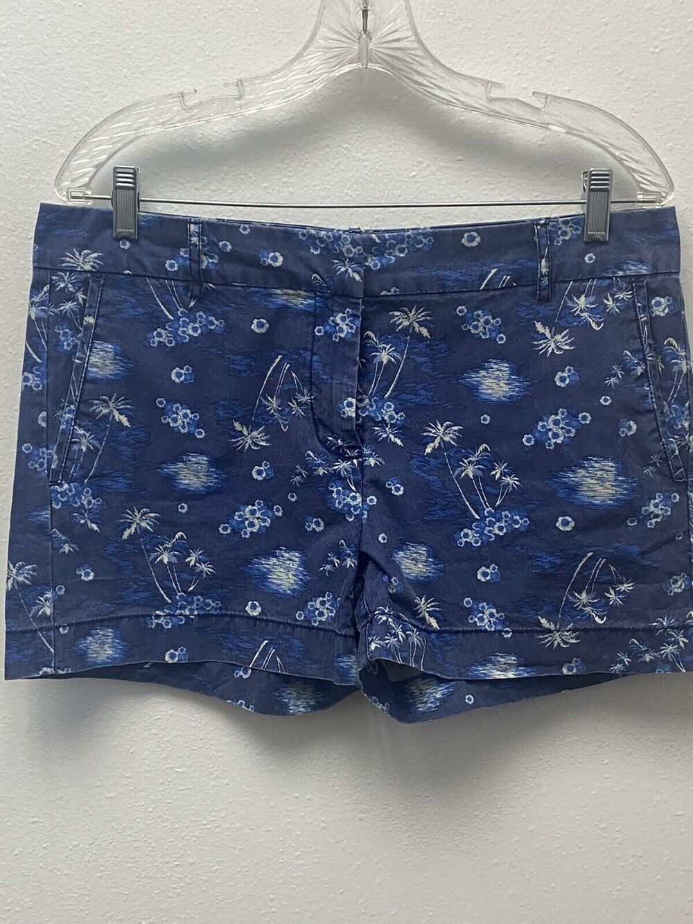 JOE FRESH Women’s Shorts Size 8 Blue Tropical Chino Flat Front Pockets